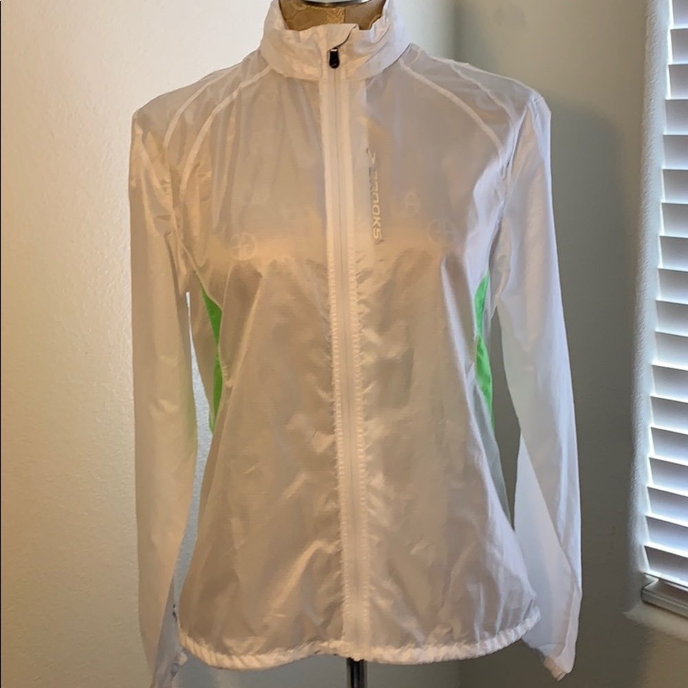 Brooks White Reflective Running Jacket
